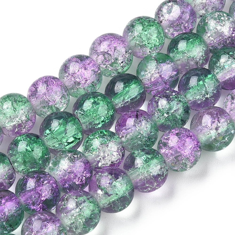 Two-Tone Baking Painted Transparent Glass Beads Strands Round Light Green 8mm Hole: 1.5mm 108~110pcs/strand 30.71 inch~31.50 inch(78~80cm) diy