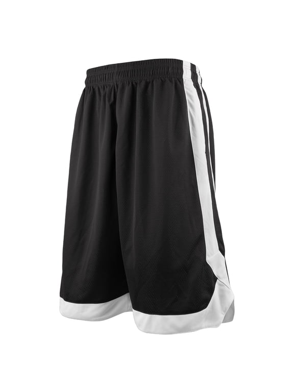 Two Tone Basketball Shorts For Men with Pockets, Pocket Training Shorts-Black-L