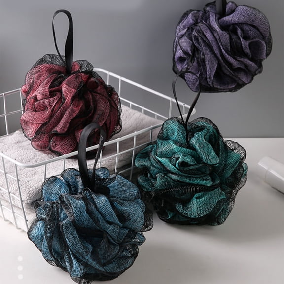 Two-Tone Bath Sponge with Reinforced Rope - Premium Mesh Pouf for Rich Foaminging Shower Experience