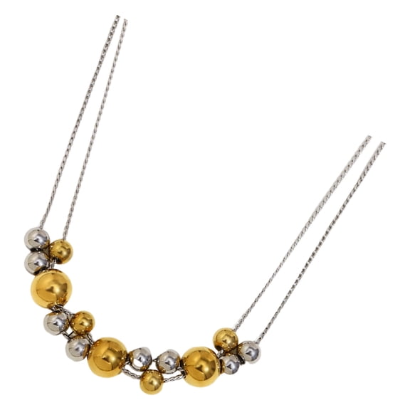 Two Tone Bead Chain Necklace With Adjustable for Women Stainless Steel Jewelry for Her