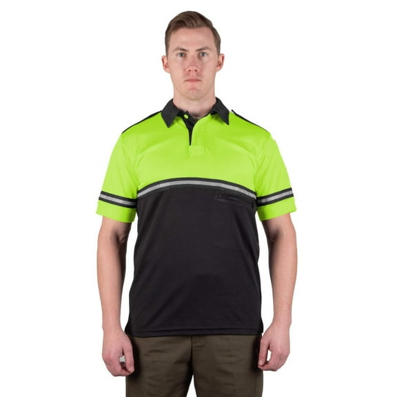Two Tone Bike Patrol Shirt with Zipper Pocket - Lime Green and Black - 5XL