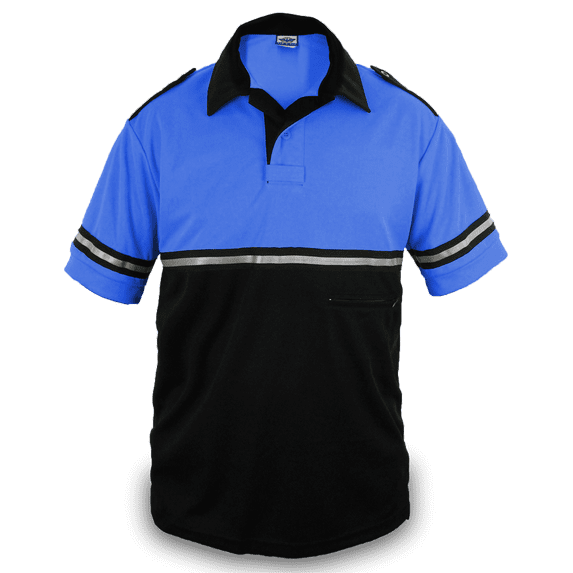 Two Tone Bike Patrol Shirt with Zipper Pocket - Royal Blue and Black - XL