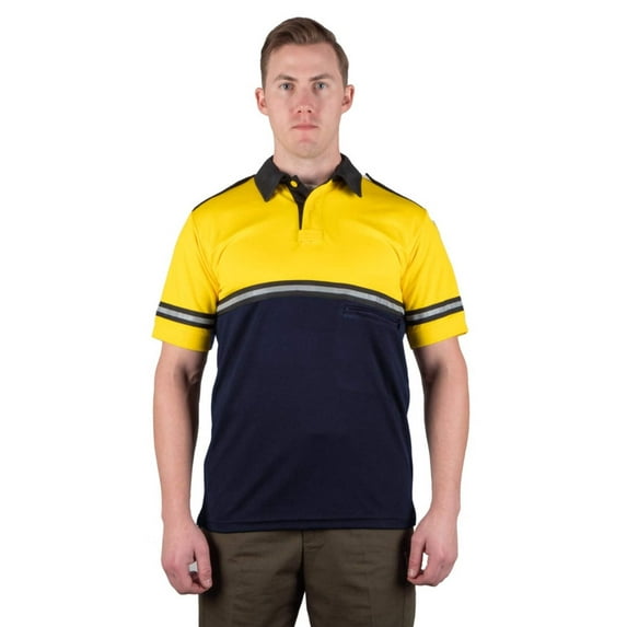 Two Tone Bike Patrol Shirt with Zipper Pocket - Yellow and Navy Blue - XL