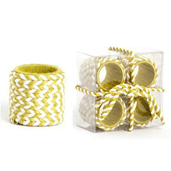 Two Tone Braid Design Napkin Rings, Set of 4 (lime)