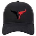 thumbnail image 1 of Two Tone Bullhead 6 Panel Low Profile Mesh Back Trucker Hat - Black Charcoal, 1 of 2