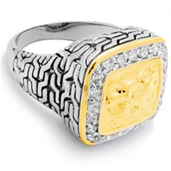Two Tone Cable CZ Designer Ring