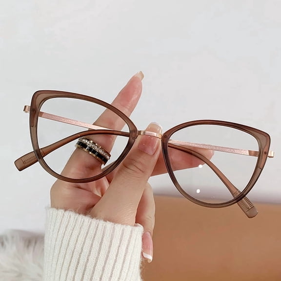 Two-Tone Cat Eye Eyeglasses, Pink & Tortoise Shell Frame, Anti Blue Light Fashion Eyewear for Women