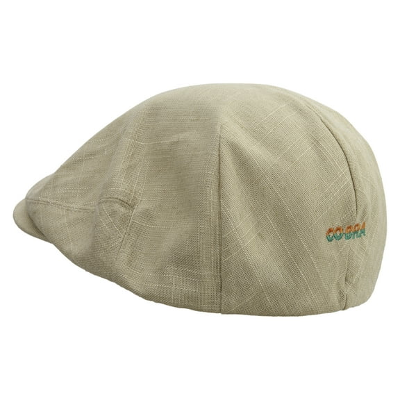 Two Tone Cobra Text Embroidered Big Size Men's Linen Ivy Cap - Khaki 2XL-3XL