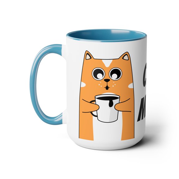 Cat Mom Two-Tone Coffee Mugs, 15oz