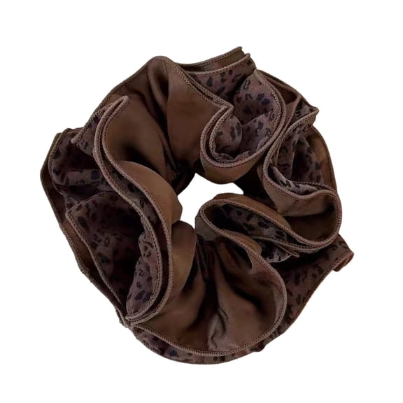 Two Tone Coffee Scrunchies with Four Layer Stitching, Elastic Hair Ties for Sports & Casual, Soft Fabric Ponytail Holders