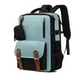 thumbnail image 1 of Two Tone Color Block Travel Backpack With Leather Buckle Straps Detachable Small Pouch Padded Shoulder Waterproof Teen Student Laptop School Bag, 1 of 4