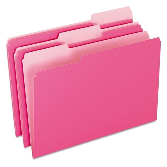 Two-Tone Color File Folders, Legal Size, Pink, 1/3 Cut, 100/BX (153 PIN)