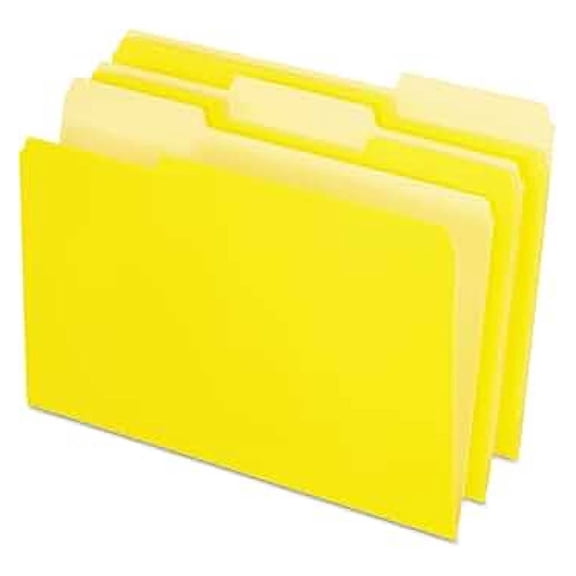 Two-Tone Color File Folders, Legal Size, Yellow, 1/3 Cut, 100/BX (153 1/3 YEL)