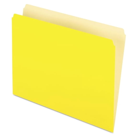 Two-Tone Color File Folders, Letter Size, Yellow, Straight Cut, 100/BX (152 YEL)