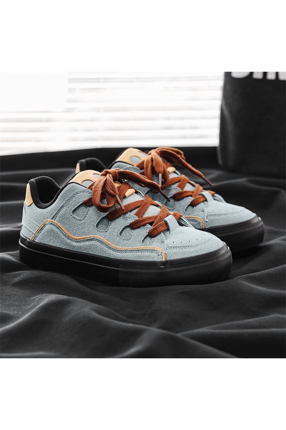 Two-Tone Contrast Stitch Gum Sole Skate Board Sneakers