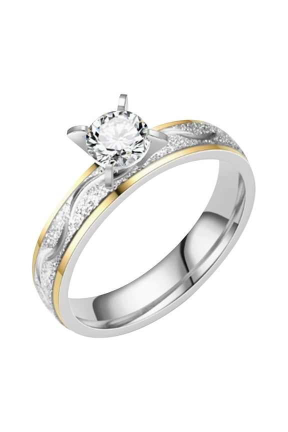 Two Tone Couple Rings Gold Silver Engagement Ring Set Frosted Wedding Band Set Promise Rings for Wedding Engagement Anniversary Gift Metal Couple Rings 2Pcs