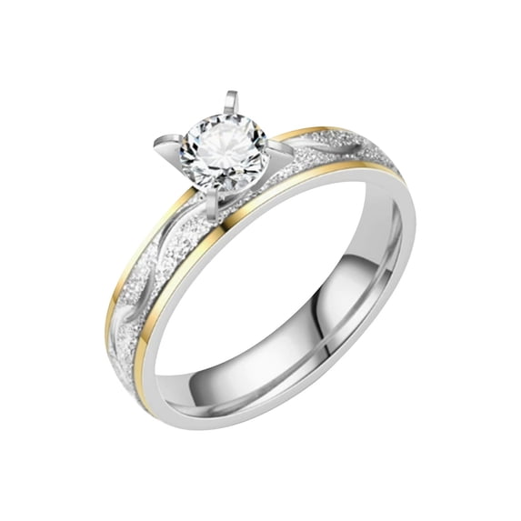 Two Tone Couple Rings Gold Silver Engagement Ring Set Frosted Wedding Band Set Promise Rings for Wedding Engagement Anniversary Gift Metal Couple Rings 2Pcs