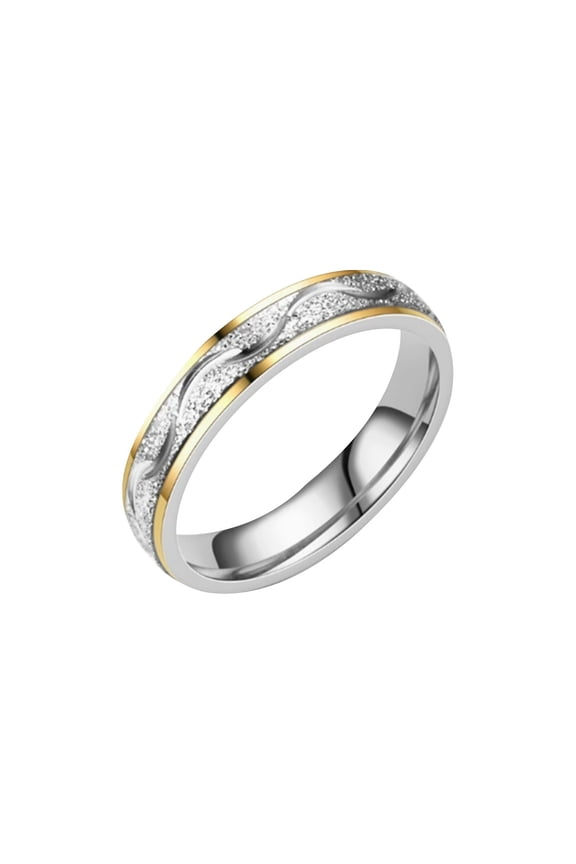 Two Tone Couple Rings Gold Silver Engagement Ring Set Frosted Wedding Band Set Promise Rings for Wedding Engagement Anniversary Gift Metal Couple Rings,Wedding Anniversary Gift(Silver,0.16")