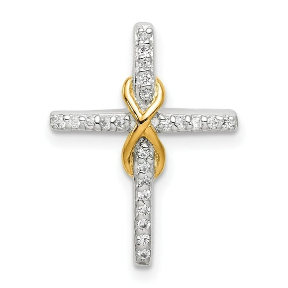 Two Tone Cross Pendant Necklace for Men and Women with Polished White Metal and Gold Accent Spiritual Jewelry for Daily Wear Symbol of Faith Religious Statement Style