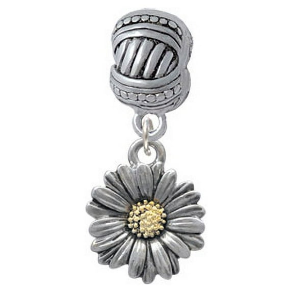 Two Tone Daisy Flower - Large Rope with Cross Beads Charm Bead