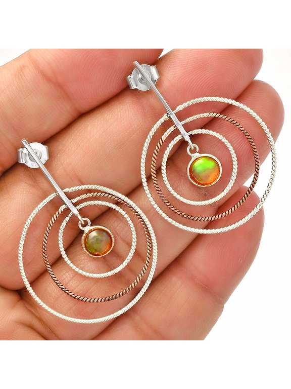 Two Tone Dangle - Ethiopian Opal 925 Sterling Silver Earrings Jewelry E-1244 SDE83220