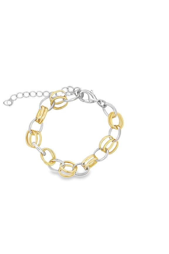 Two Tone Dual Link Rolo Bracelet (I249A)