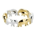 thumbnail image 1 of Two Tone Elephant Line Up Gold Vermeil over Sterling Silver Ring-8, 1 of 5
