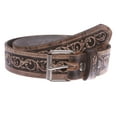 thumbnail image 1 of Two Tone Embossed Detailing Sanding Soft Hand Vintage Cowhide Leather Belt, 1 of 5