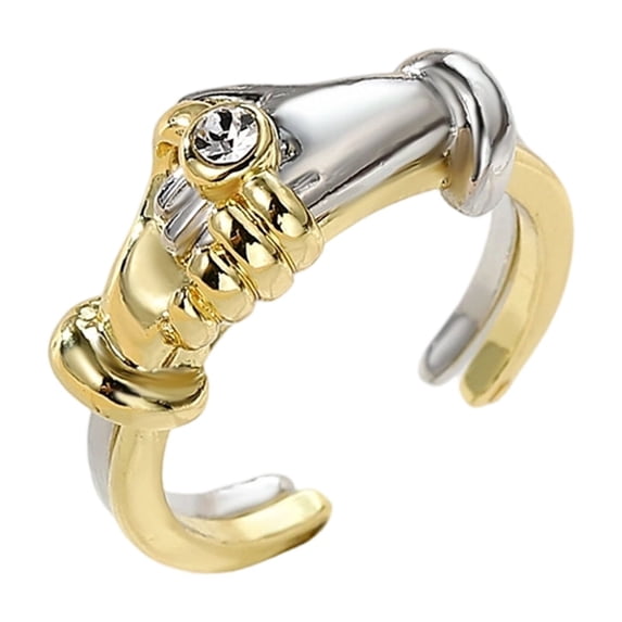 Two Tone Embraces Handshake Rings