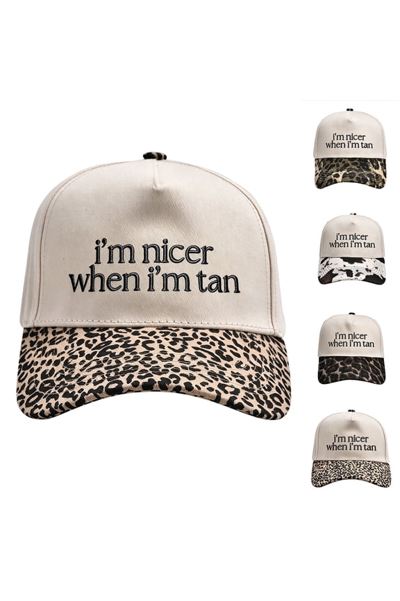 Two Tone Embroidered Trucker Hat I'm Nicer When I'm Tan Baseball Cap