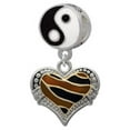thumbnail image 1 of Two Tone Enamel Tiger Print Heart - Yin Yang Charm Bead, 1 of 1