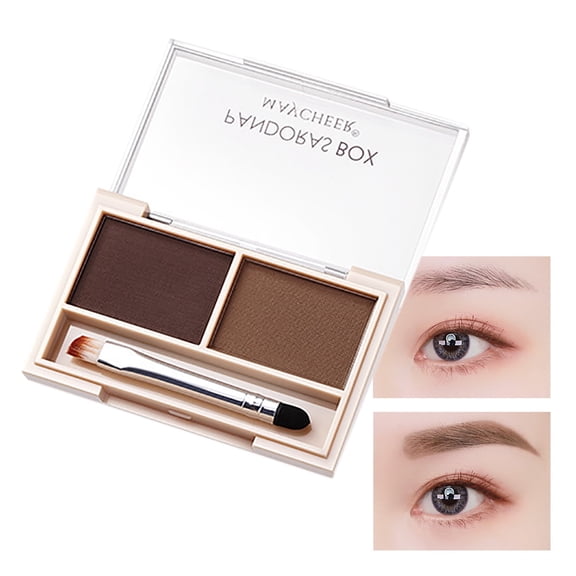 Two-Tone Eyebrow Powder - Waterproof Sweat-Proof, Smooth Fine Texture, Natural Long-Lasting Brow Makeup, 5.9g, Can Be Used As Eyeshadow, with Mini Angled Eyebrow Brush, Portable for Travel Daily Use
