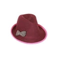 thumbnail image 1 of Two-Tone Fedora Cap with Bow - Burgundy, 1 of 1