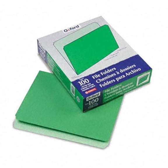 Two-Tone File Folders- Straight Cut- Top Tab- Letter- Green/Light Green- 100/Box