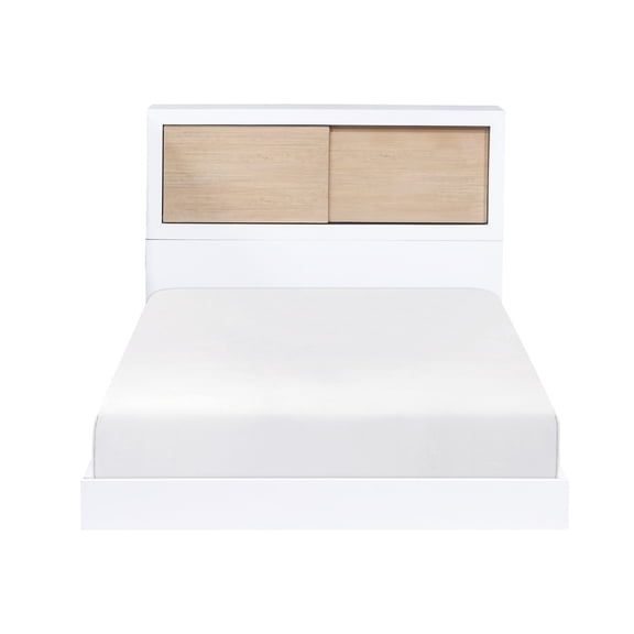 Two-Tone Finish & Storage Space - White Twin Bed Bookcase Headboard for Kids