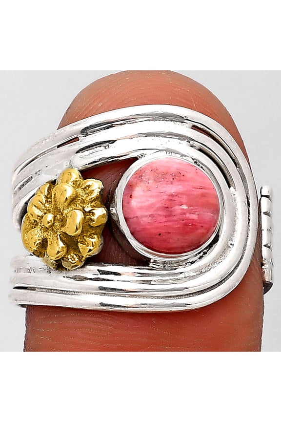 Two Tone Flower Pink Tulip Quartz 925 Sterling Silver Ring s.7.5 Jewelry R-1491 SDR194045