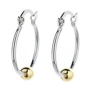 Two-Tone Gold Bead Hoop Earrings