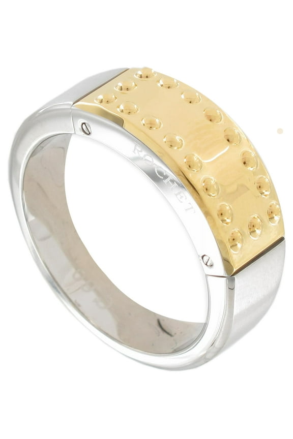 Two Tone Gold Plate Stainless Steel Industrial Ring Size 9