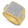 thumbnail image 1 of Two-Tone Gold Plated Micropave CZ Square Flanked by CZs 17.5mm Ring, Size 7, 1 of 6