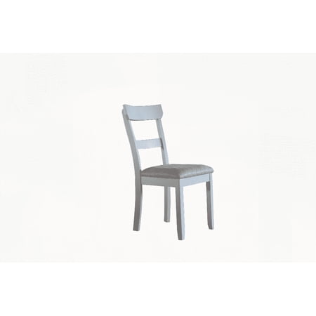 Two-Tone Gray Fabric & Pearl Gray Finish Side Chairs Set (2-Pack) - Modern Style with Solid Wood Frame
