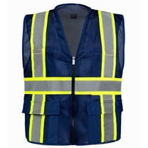 Two Tone HI-VIS Navy Safety Vest with 4 Front Pocket Construction Traffic 1Pk 04