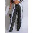 thumbnail image 1 of Two-Tone High-Waisted Wide-Leg Jeans with Striped Side Panels, 1 of 9