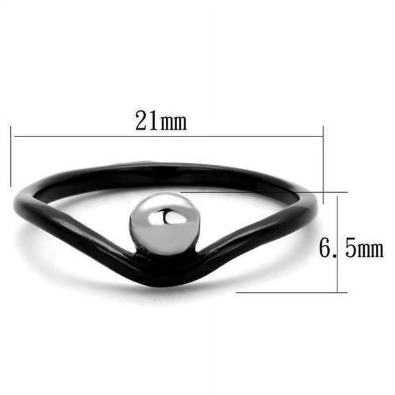 Two-Tone IP Black Stainless Steel Ring with No Stone for Women Minimalist Theme No Stone Stone Color Style TK1645 Size 7