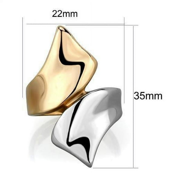 Two-Tone IP Rose Gold Stainless Steel Ring with No Stone for Women Minimalist Theme No Stone Stone Color Style TK1793 Size 5