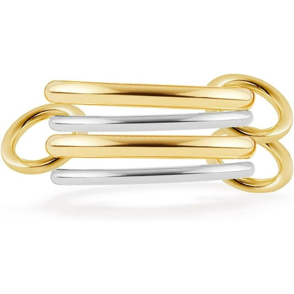 Two-Tone Interlocking Ring Gold Silver Stackable Thumb Rings for Women Men Minimalist Chunky Knuckle Bands Mixed Metal Statement Jewelry for Daily Wear Fashion Stacking Finger