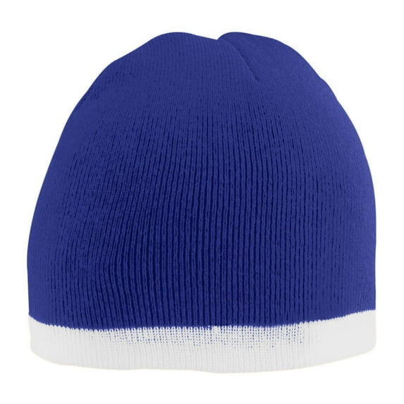 Two-Tone Knit Beanie - Red/ Black - One Size