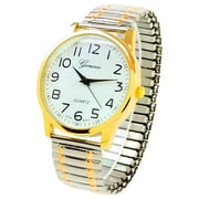 Two-Tone Large Face Easy to Read Stretch Band Watch