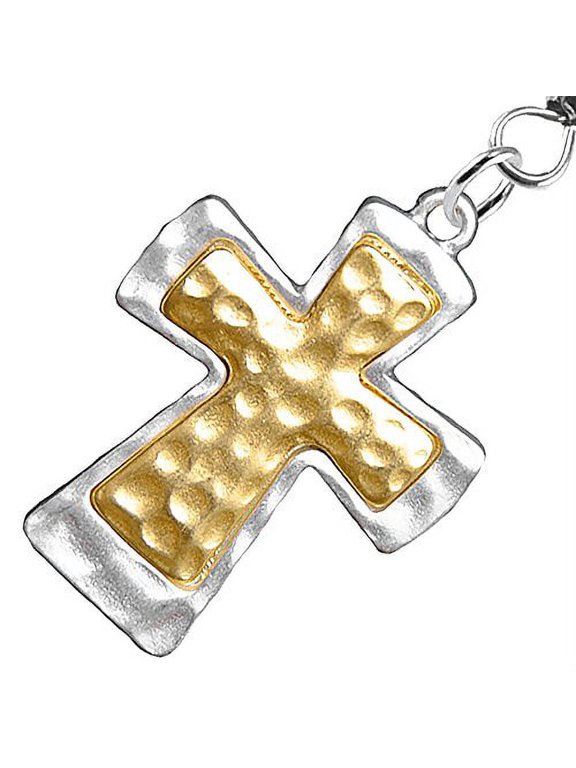 Two Tone Matt Gold and Silver Christian Cross Fishhook Earrings Hypoallergenic, Safe-Nickel, Lead, And CadmiunFree