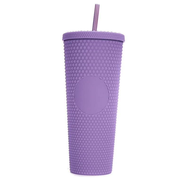 Two-Tone Matte Reusable Tumbler with Lid and Straw,24oz Matte Plastic  Studded Cup Volume BPA Free (Purple) by Torubia