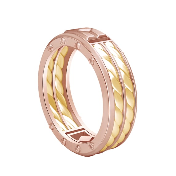 AFFY Two-Tone Men's Wedding Band Ring in 14K Solid Rose Gold